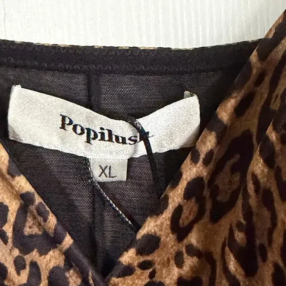 Popilush Satin Goddess Maxi Dress XL Leopard Print Built-In Shapewear Sexy Glam - Picture 9 of 9